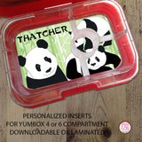 Yumbox Personalized Laminated Inserts - Panda - Max & Otis Designs