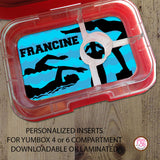 Yumbox Personalized Laminated Inserts - Swimming - Max & Otis Designs