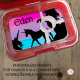 Yumbox Personalized Laminated Inserts - Unicorns - Max & Otis Designs