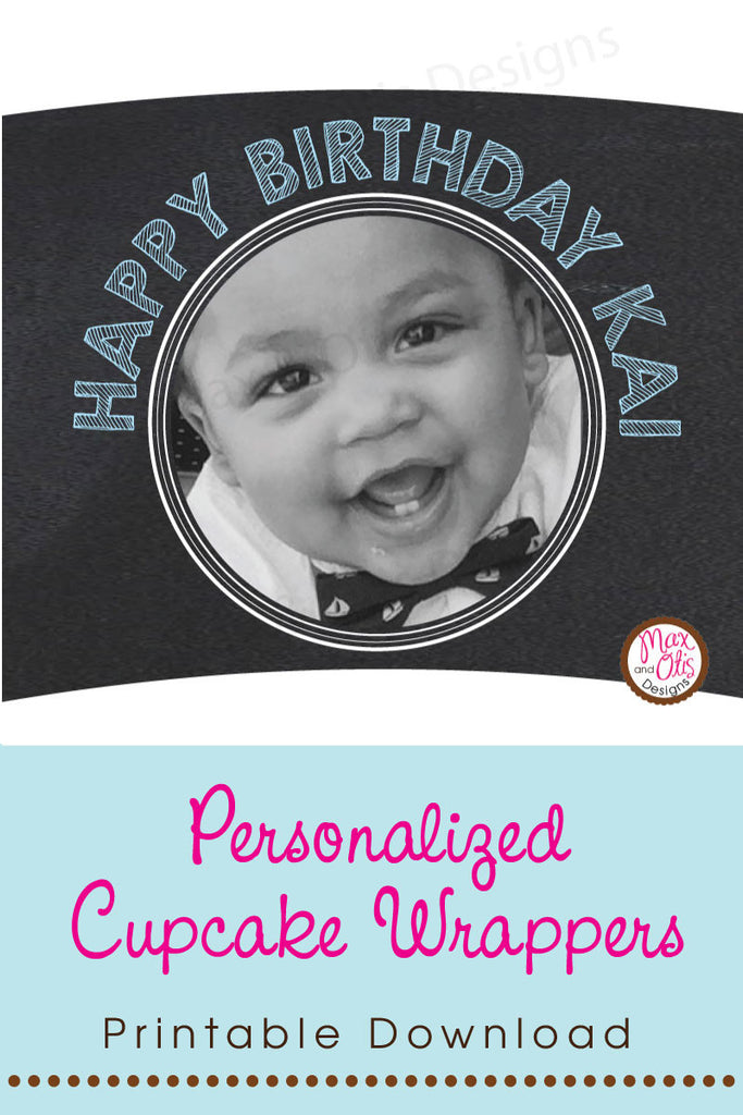 Printable Cupcake Wrappers - Photo Wrapper Chalkboard