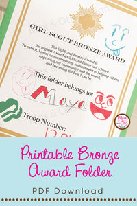 Girl Scout Junior Printable Bronze Award Folder Cover (editable PDF)