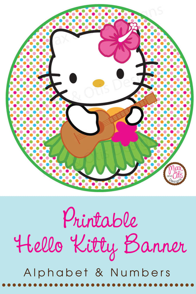 Hello Kitty Printable Party Banner for Luau-Themed Party