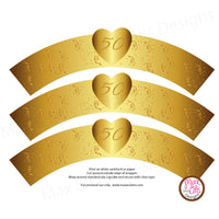 Printable Cupcake Wrappers - 50th Wedding Anniversary (Heart) - Max & Otis Designs