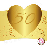 Printable Cupcake Wrappers - 50th Wedding Anniversary (Heart) - Max & Otis Designs