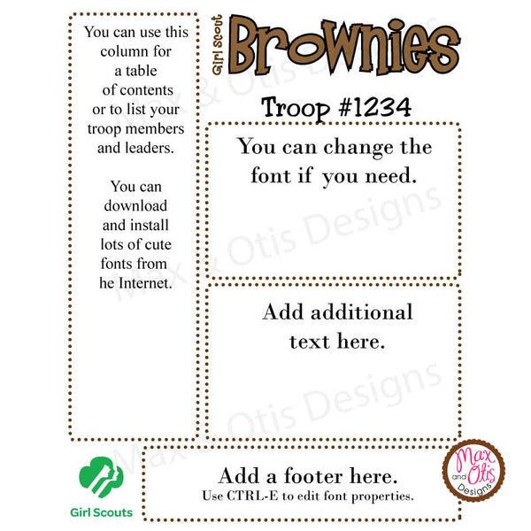 Girl Scout Brownie Printable Newsletter Template - Max & Otis Designs