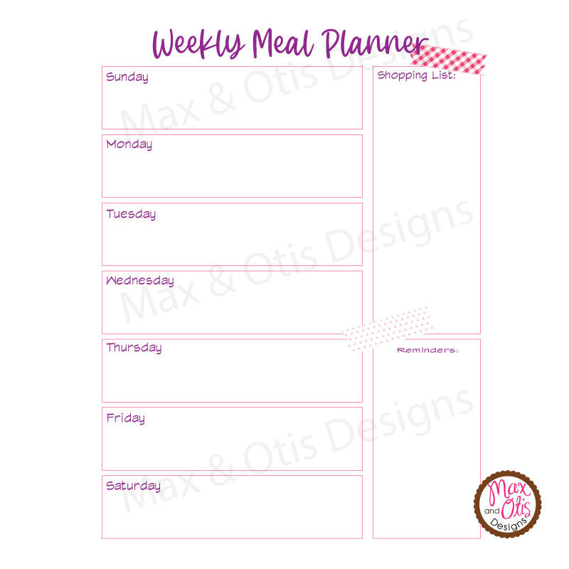 Printable Weekly Meal Planner - Editable PDF – Max & Otis Designs printable-weekly-meal-planner-editable-pdf-max-otis-designs