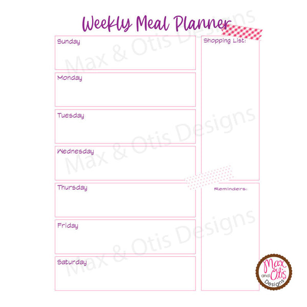 Printable Weekly Meal Planner - Editable PDF