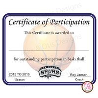 Basketball Certificate of Participation (Editable PDF) - Max & Otis Designs
