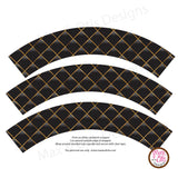 Printable Cupcake Wrappers - Black & Gold Quilted - Max & Otis Designs
