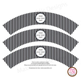 Printable Cupcake Wrappers - Black & Silver Stripe (editable PDF) - Max & Otis Designs