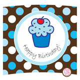 Printable Cupcake Wrappers - Birthday Cupcake (blue & brown dot) - Max & Otis Designs