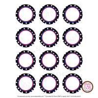 Printable 2" Tags & Labels - Black Polka Dots (Editable PDF) - Max & Otis Designs