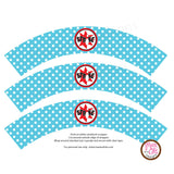 Printable Cupcake Wrappers - Bowling Party (Blue & White) - Max & Otis Designs