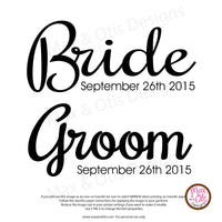 Printable Iron-On Transfer - Bride & Groom Wedding Date (Editable PDF) - Max & Otis Designs