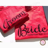 Printable Iron-On Transfer - Bride & Groom Wedding Date (Editable PDF) - Max & Otis Designs
