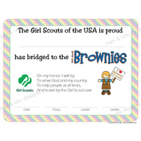 Girl Scout Brownie Printable Bridging Certificate (editable PDF) - Max & Otis Designs