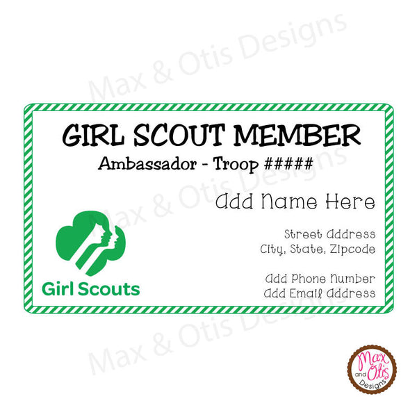 Girl Scout Printable Camp Keep in Touch Cards (editable PDF) - Max & Otis Designs