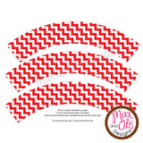 Printable Cupcake Wrappers - Red & White Chevron - Max & Otis Designs