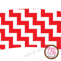 Printable Cupcake Wrappers - Red & White Chevron - Max & Otis Designs