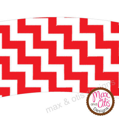Wrapper Printable Red Printable Cupcake Wrappers - Red & White Chevron – Max & Otis Designs