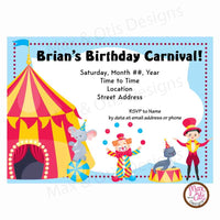 Carnival Circus Party - Custom Invitation printable - Max & Otis Designs