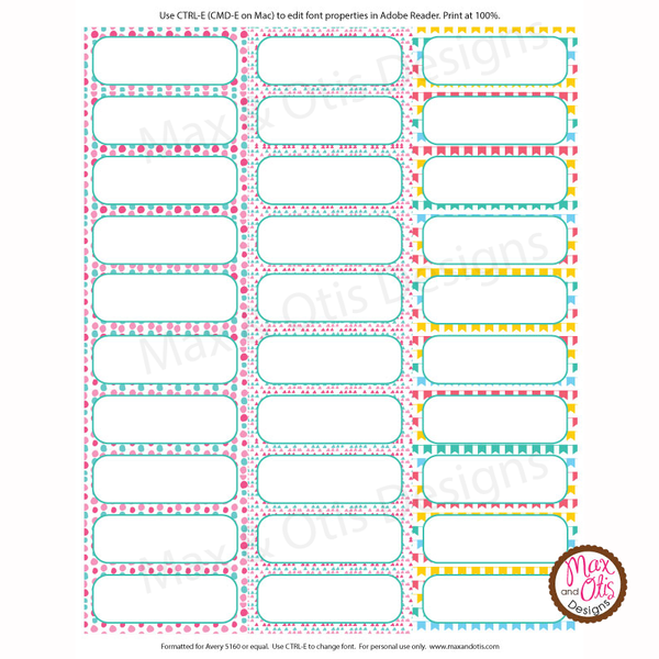 Printable Return Address Labels - Colorful Pinks – Max & Otis Designs printable-return-address-labels-colorful-pinks-max-otis-designs