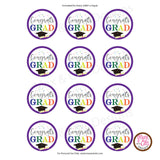 Printable 2" Tags & Labels - Graduation Rainbow