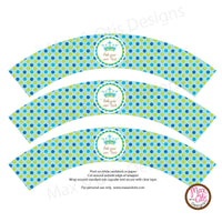 Printable Cupcake Wrappers - Crown Blue & Green Dot (editable PDF) - Max & Otis Designs
