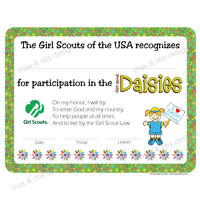 Girl Scout Daisy Printable Participation Certificate (editable PDF) - Max & Otis Designs