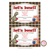 Bowling Party Invitation - Dinosaur (editable PDF) - Max & Otis Designs