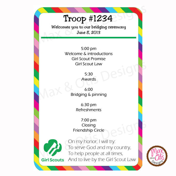 Scouting Editable Program Girl Scout Bridging Program (editable PDF) β Max & Otis Designs