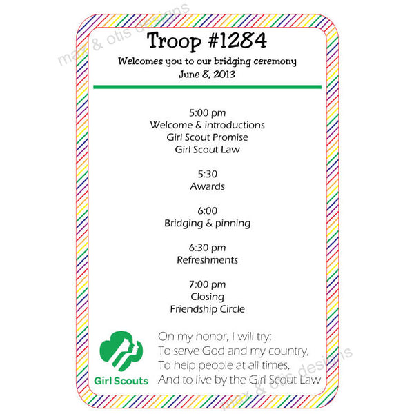 Scouting Editable Program Girl Scout Bridging Program (editable PDF) β Max & Otis Designs
