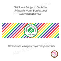 Girl Scout Cadette Bridging Water Bottle Label (editable PDF) - Max & Otis Designs