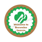 Girl Scout Printable Round Tags - Brownie (editable PDF) - Max & Otis Designs