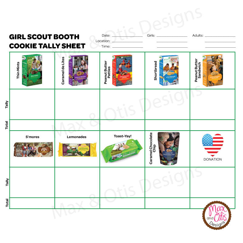 Girl Scout Cookie Booth Tally Sheet – Max & Otis Designs for Free Girl Scout Cookie Printables