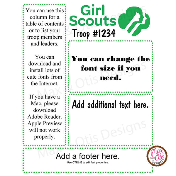 Girl Scout Printable Newsletter Template - Max & Otis Designs