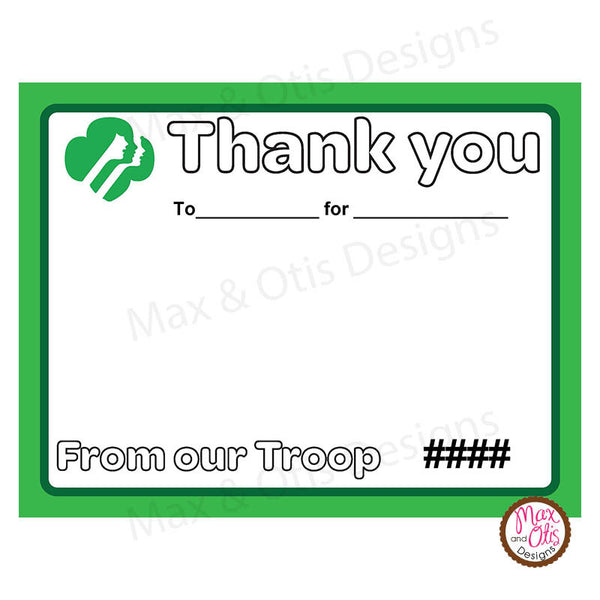 Girl Scout Thank You Card Printable (editable PDF) - Max & Otis Designs