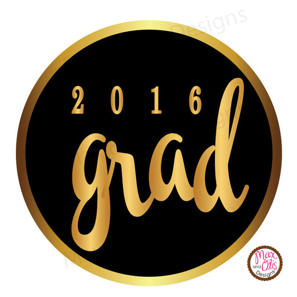 Printable 1.5" Tags & Labels - Graduation Black & Gold (Editable PDF) - Max & Otis Designs