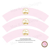 Printable Cupcake Wrappers - Graduation Pink Dot (editable PDF) - Max & Otis Designs