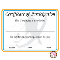 Hockey Certificate of Participation (Editable PDF) - Max & Otis Designs