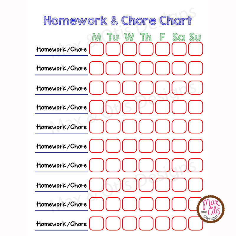 printable-homework-chore-chart-editable-pdf-max-otis-designs for Customizable Pdf Free Printable Chore Charts Printable Homework & Chore Chart (Editable PDF) – Max & Otis Designs for Customizable Pdf Free Printable Chore Charts