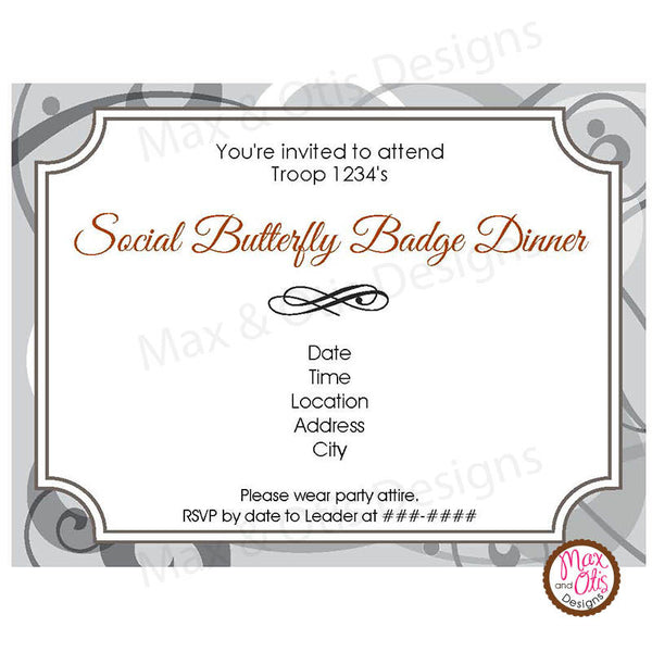 Girl Scout Junior Social Butterfly Invitation (editable PDF) - Max & Otis Designs