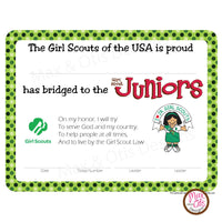 Girl Scout Junior Printable Bridging Certificate (editable PDF) - Max & Otis Designs