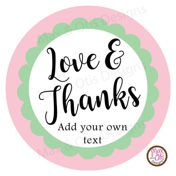 Printable 2" Tags & Labels - Love & Thanks (Editable PDF) - Max & Otis Designs