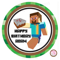 Printable 2" Tags & Labels - Minecraft Birthday Steve (Editable PDF) - Max & Otis Designs