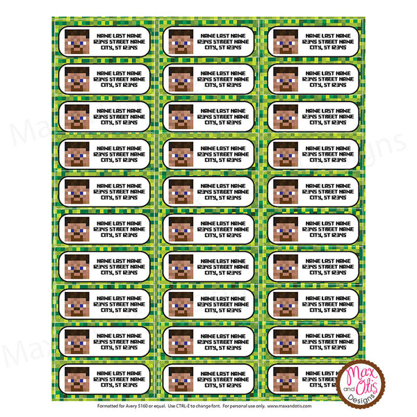 printable-return-address-labels-minecraft-steve-max-otis-designs for Minecraft Printable Food Labels Free Printable Return Address Labels - Minecraft Steve – Max & Otis Designs for Minecraft Printable Food Labels Free