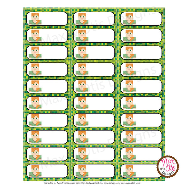 Printable Return Address Labels - Minecraft Alex – Max & Otis Designs