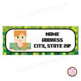 Printable Address Labels - Minecraft Alex - Max & Otis Designs