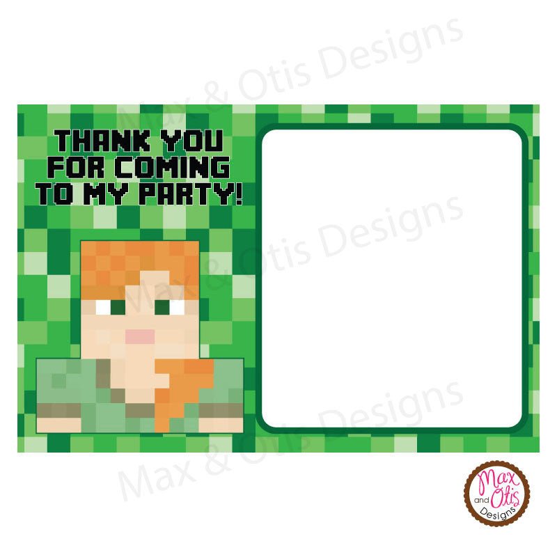 Free Printable Minecraft Thank You Cards