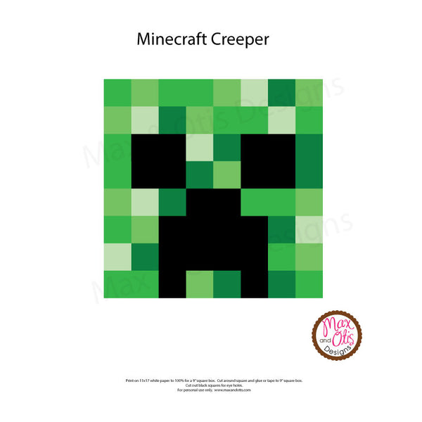 Minecraft Creeper Printable Box Head - Max & Otis Designs